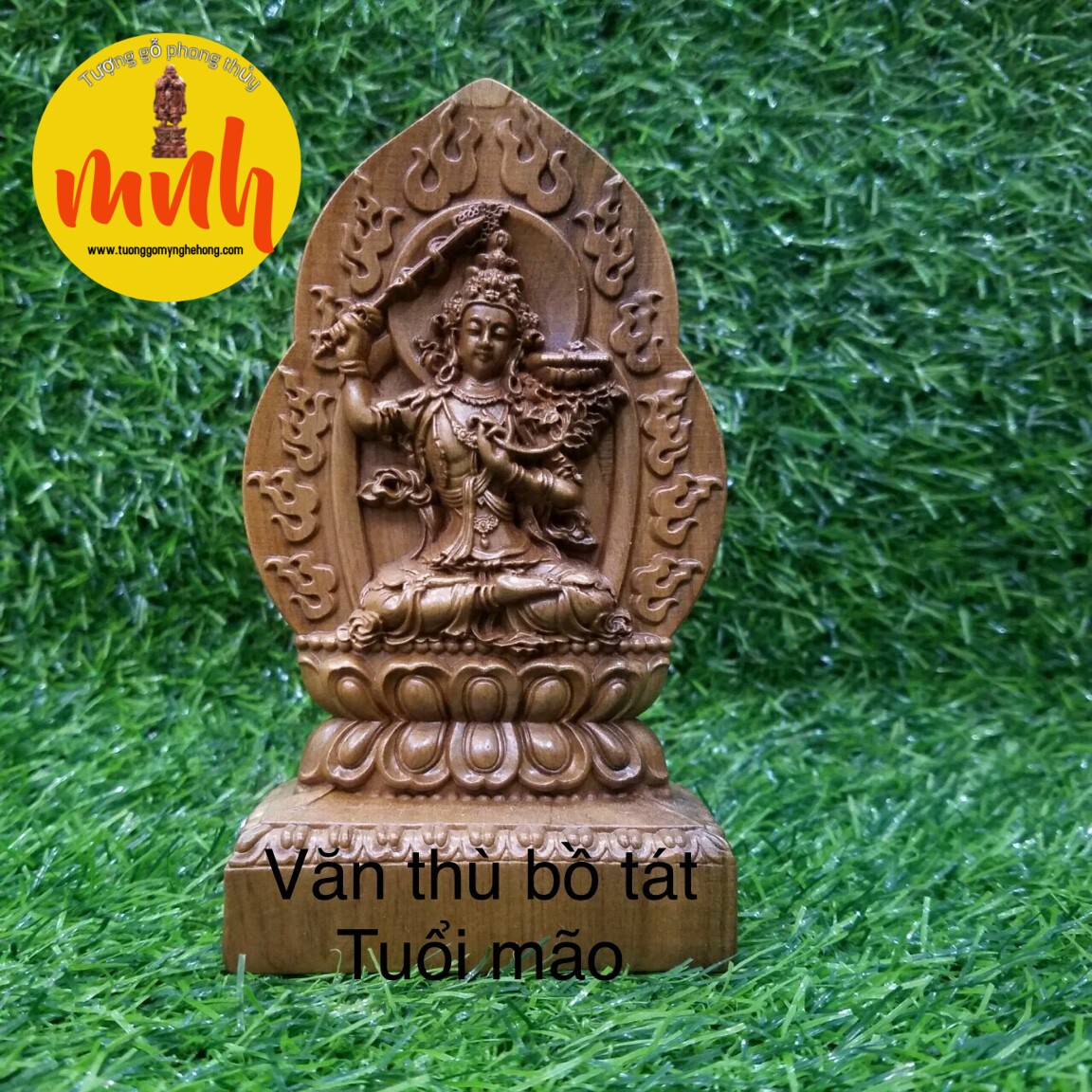 Tượng Phật Bản Mệnh Để Xe Hơi Gỗ Bách Xanh